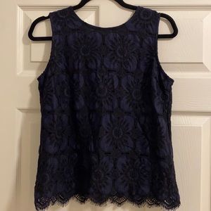 NWT Banana Republic floral black and navy sleeveless blouse